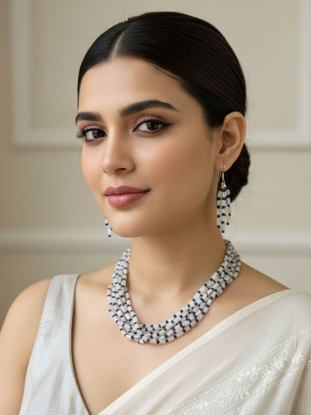 Multi Layered Rainbow Moonstone Beaded Necklace Set For Women - Elegant Gemstone Jewellery