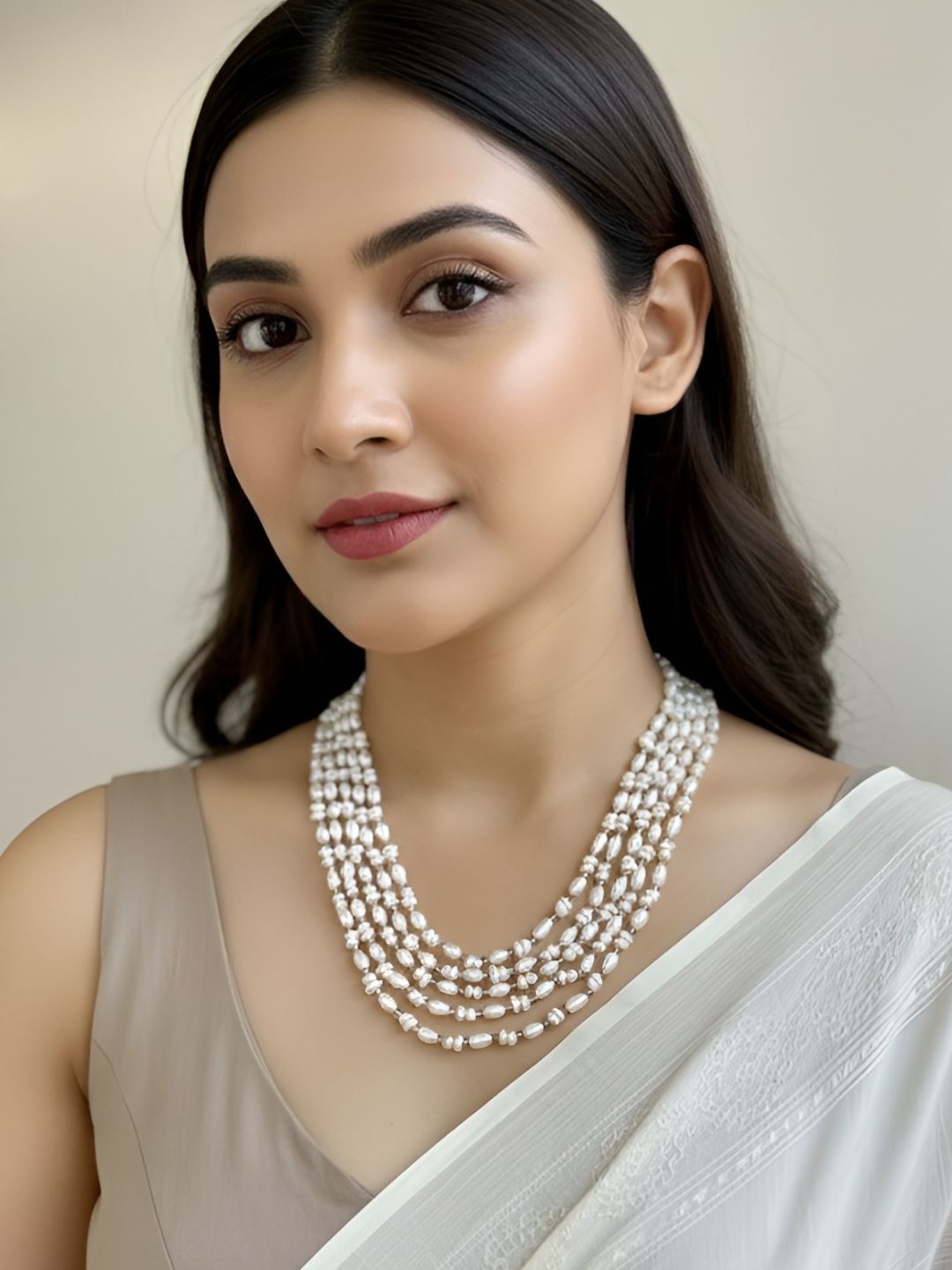 Beautiful Layered Real Freswater Pearls Beaded Necklace For Women - Perfect For Indian And Western Wear