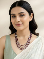 Elegant Semi Precious Freshwater Pearl And Garnet Gemstone Beaded Necklace For Women