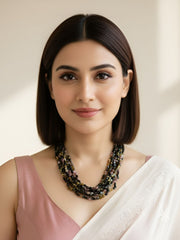 Semi Precious Gemstones Tourmaline Multilayered Beaded Necklace Set For Women