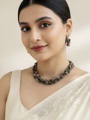 Semi Precious Gemstone Tourmaline Braided Beaded Necklace Set - Contemporary & Modern Beaded Necklace