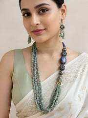 Semi Precious Gemstone Aquamarine Beaded Jewelry Set – Designer Beads Jewelry for Women