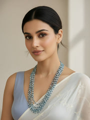 Semi Precious Multi Layered Blue Beads Necklace Set