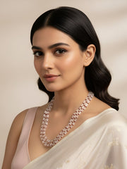 Semi Precious Gemstone Layered Rose Quartz Beaded Necklace Set