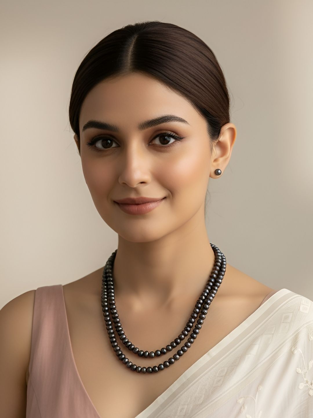 Two Layer Fresh Water Black Pearl Beads Jewellery Necklace