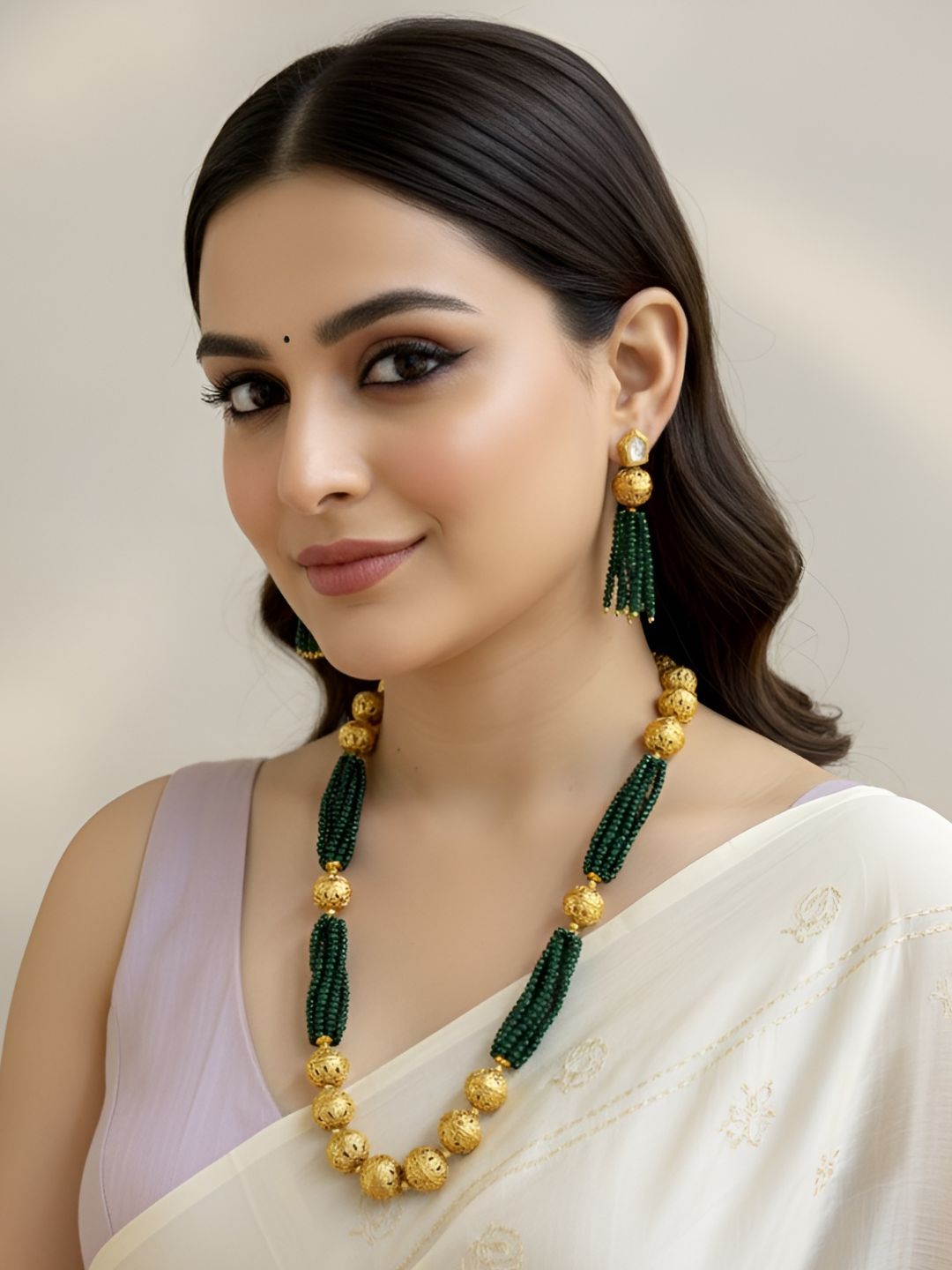 Designer Handcrafted Antique Crystal Beads Necklace Set For Woman | Beaded Jewelry Sets