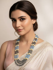 Triple Layered Semi Precious Jade Beads Necklace For Men And Women | Dulha Mala
