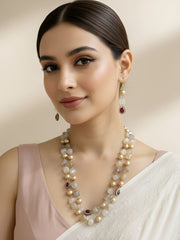 Handcrafted Semi Precious Onyx Stone Golden Pearls Beaded Necklace By Gehna Shop