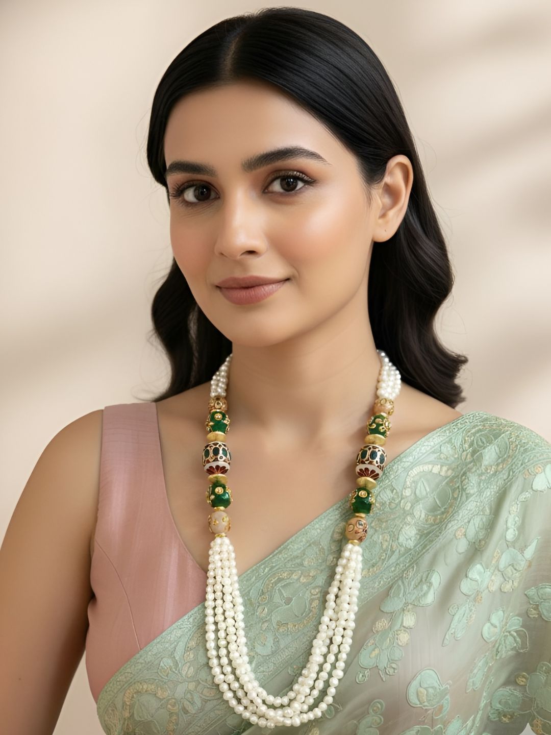 Designer Handcrafted Long Real Rice Pearl Beads Necklace For Women By Gehna Shop