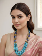 Designer Semi Precious Turquoise Uncut Beads Necklace By Gehna Shop