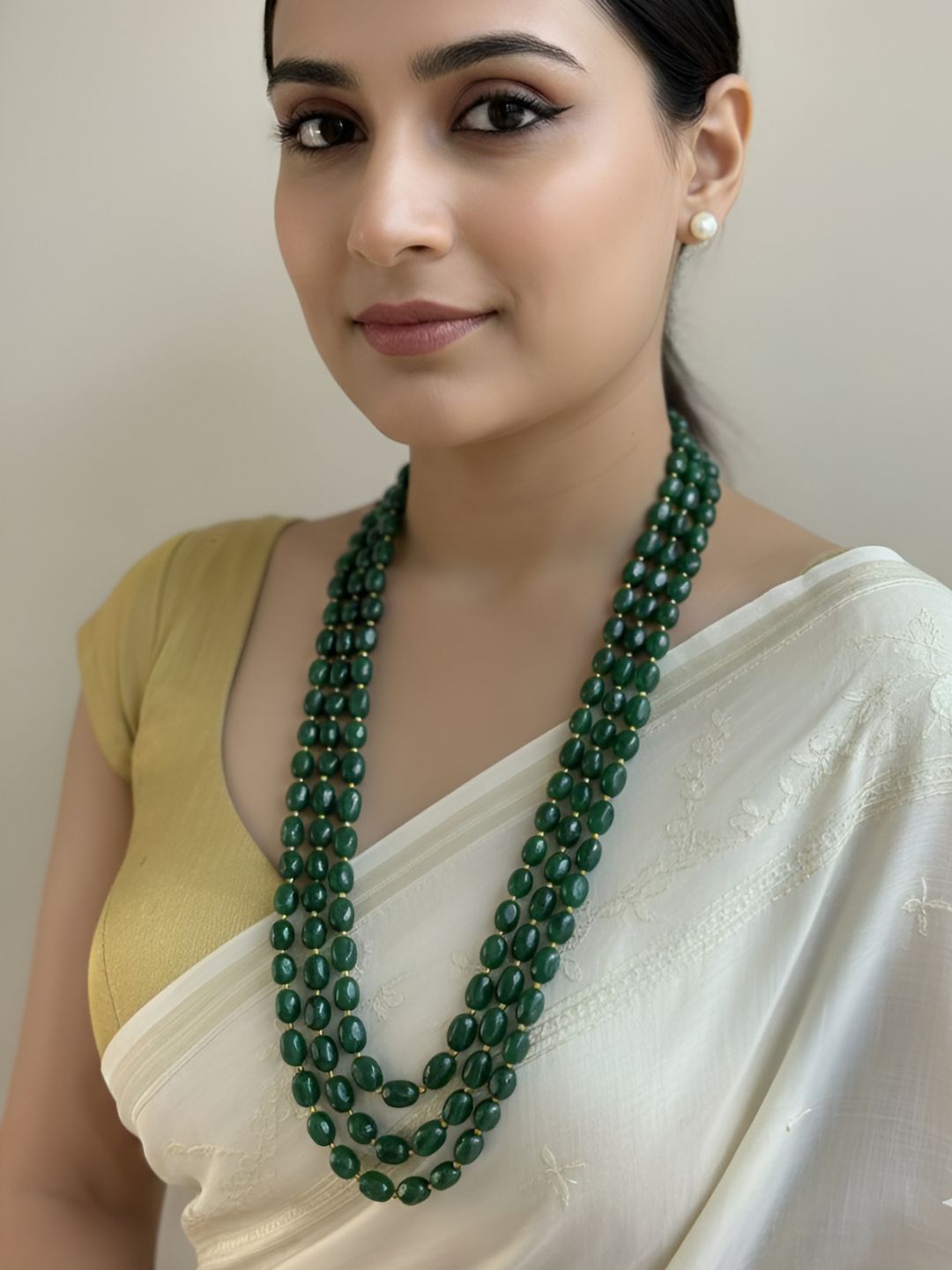 Unisex Semi Precious Gemstone Long Layered Beaded Necklace - Beads Necklace For Grooms And Women