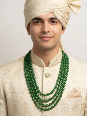 Multi Layered Semi Precious Green Jade Beads Necklace For Men And Women