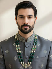 Handmade Long Green Jade Stones Beaded Necklace For Women And Men - Beads Necklace For Saree