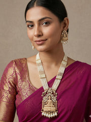 Designer Gautam Buddha Long Temple Necklace Set | South Indian Temple Jewellery For Women
