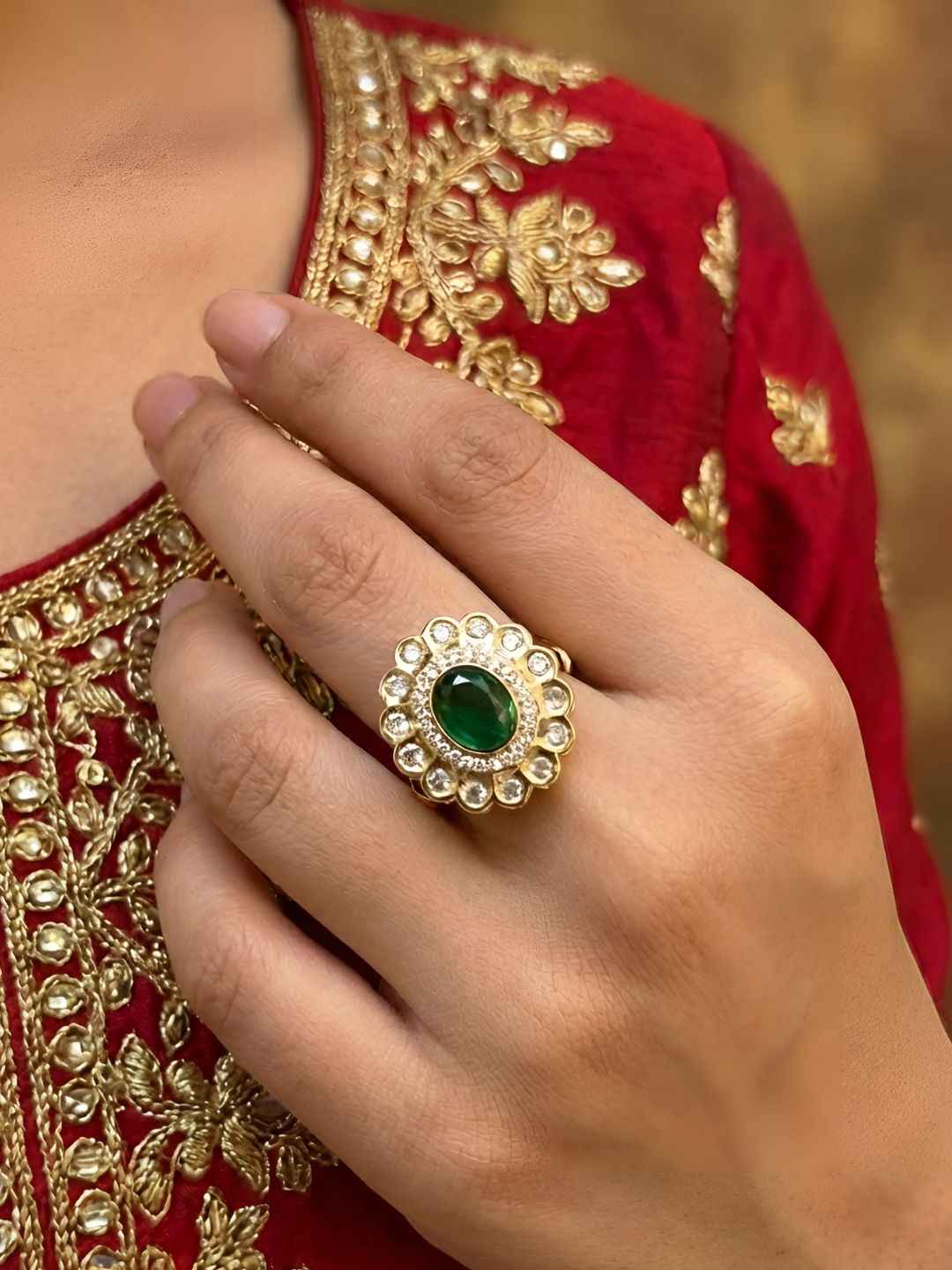 Traditional Adjustable Pary & Wedding Wear Kundan Ring For Women