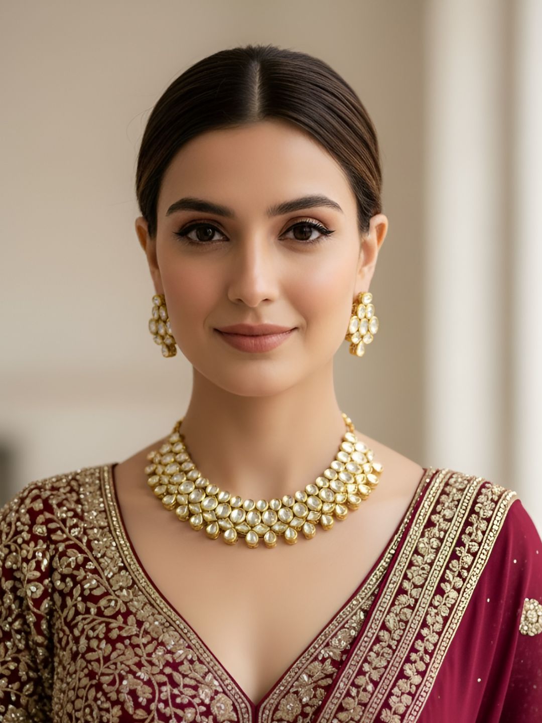 Tanisha Heavy Quality Kundan Necklace Set For Weddings By Gehna Shop