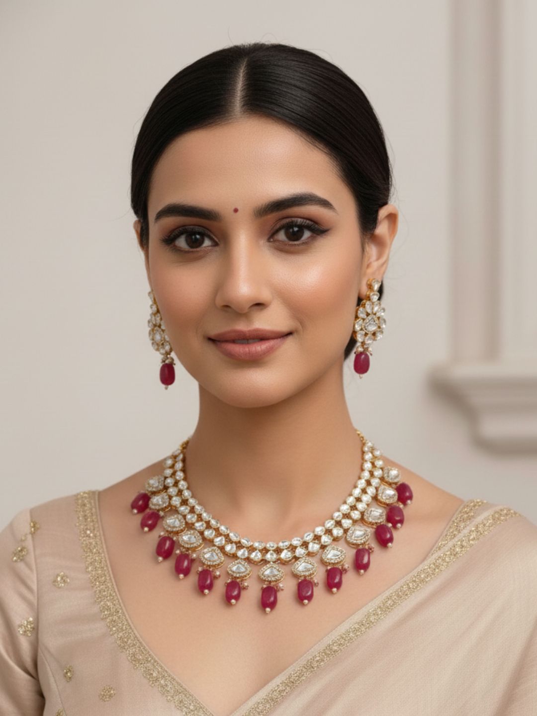 Modern Look Polki Jewellery Necklace Set By Gehna Shop