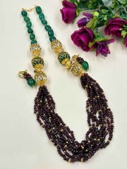 Handcrafted Garnet Gemstone Beaded Necklace Set For Women - Gemstones Beaded Jewellery