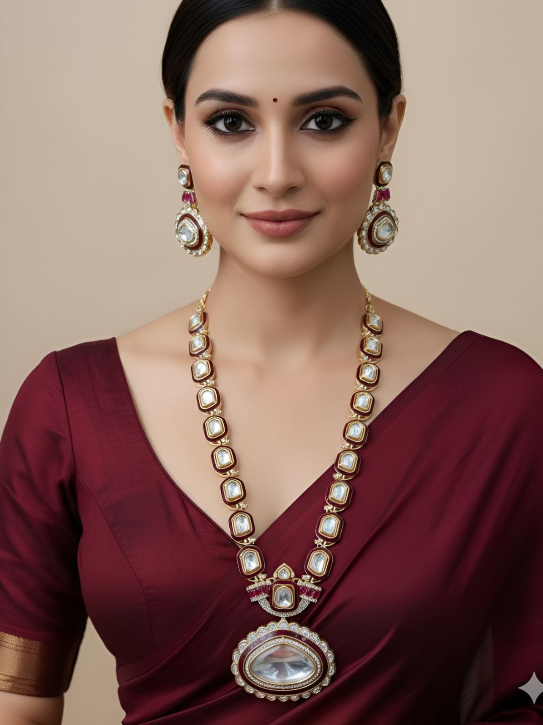 Samisha Designer Long Uncut Kundan Polki Necklace Set By Gehna Shop