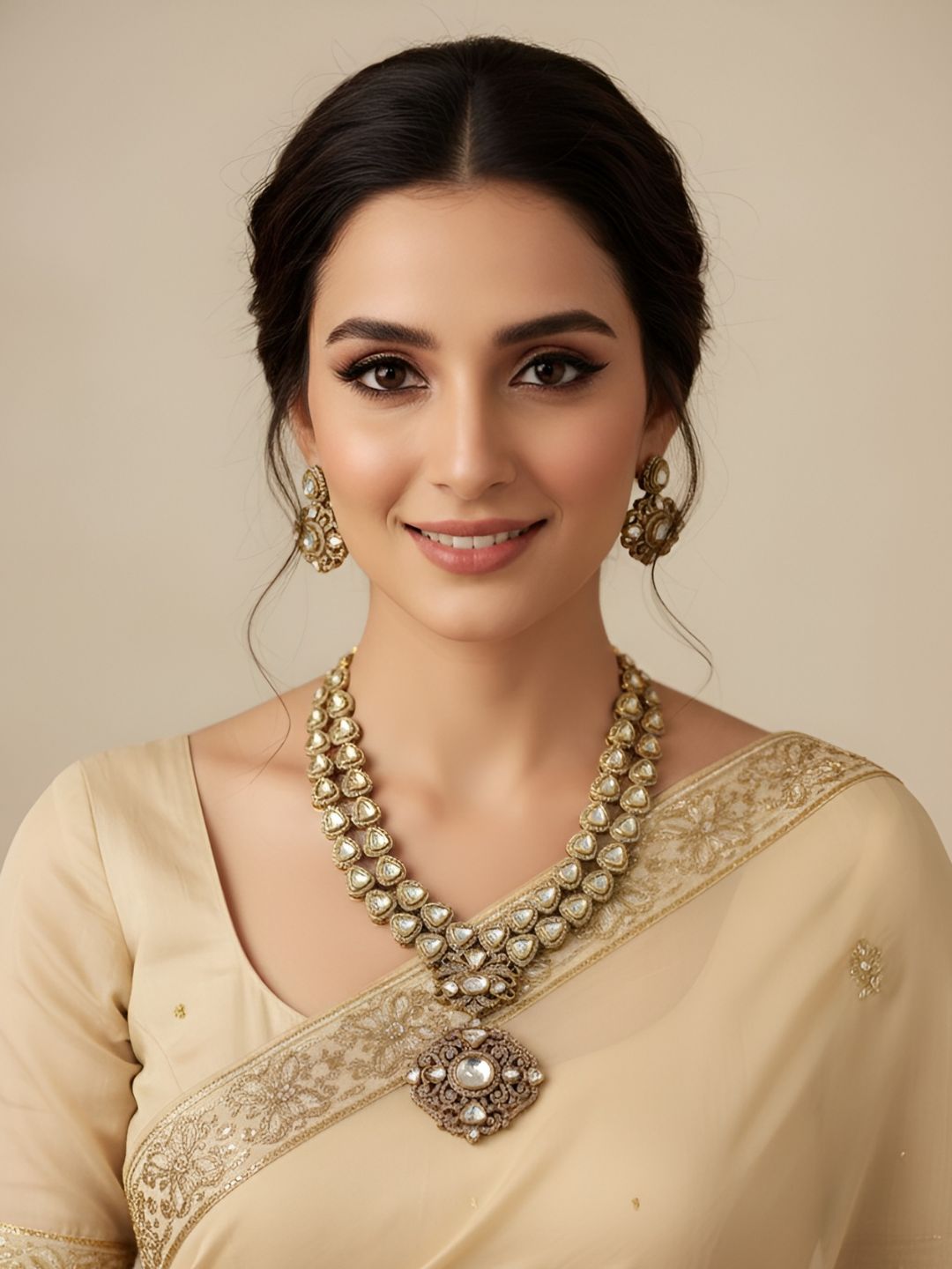 Aliza Victorian Polki Layered Necklace Set For Women By Gehna Shop