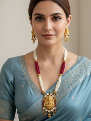 Designer Gold Plated Goddess Lakshmi South Indian Necklace Set By Gehna Shop
