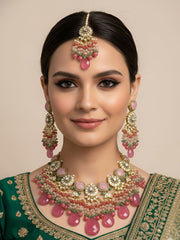 Designer Handcrafted Hevy Breaded Kundan Bridal Necklace Set By Gehna Shop