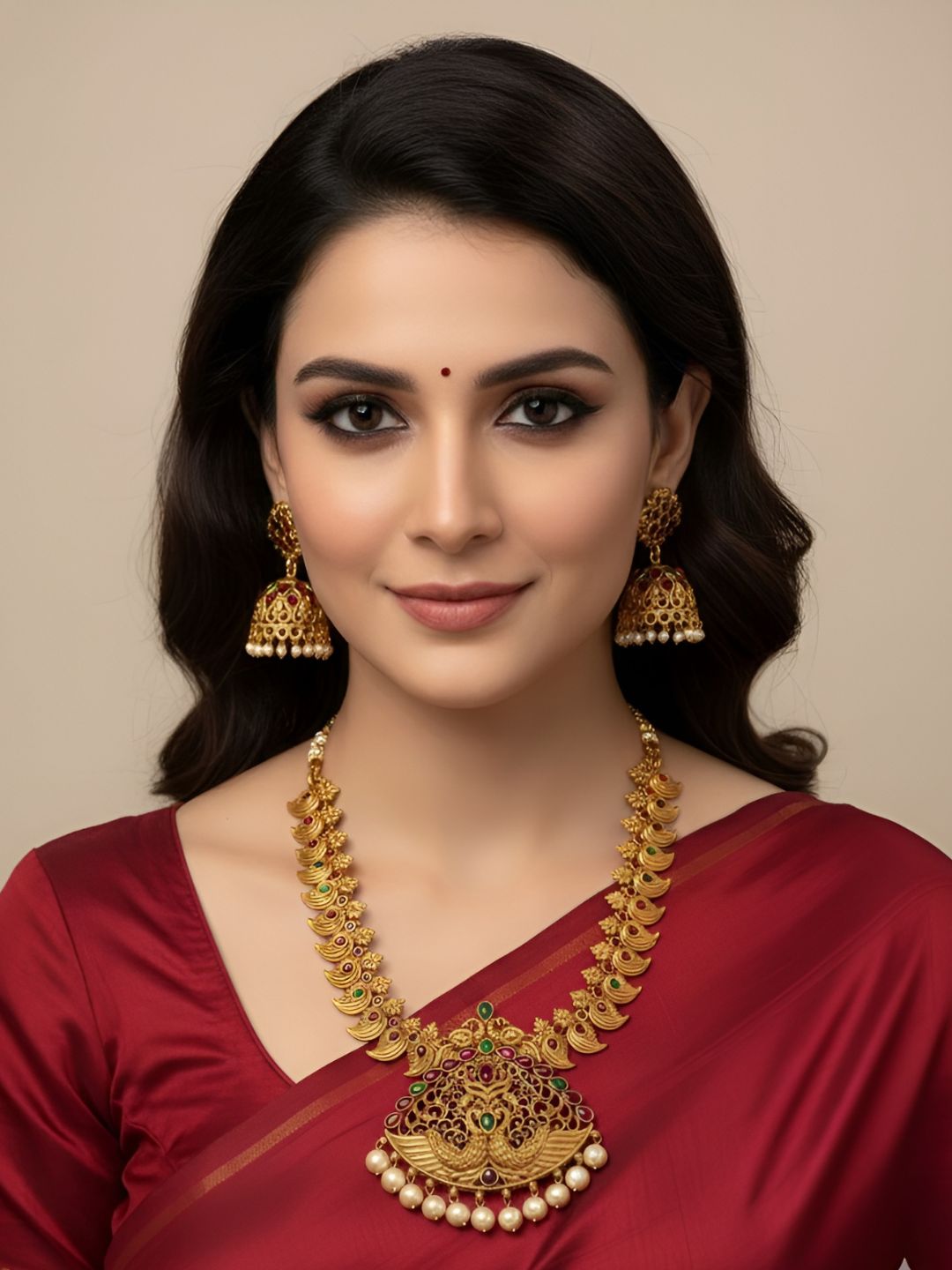 Traditional Gold Plated Peacock Design Necklace Set For Women