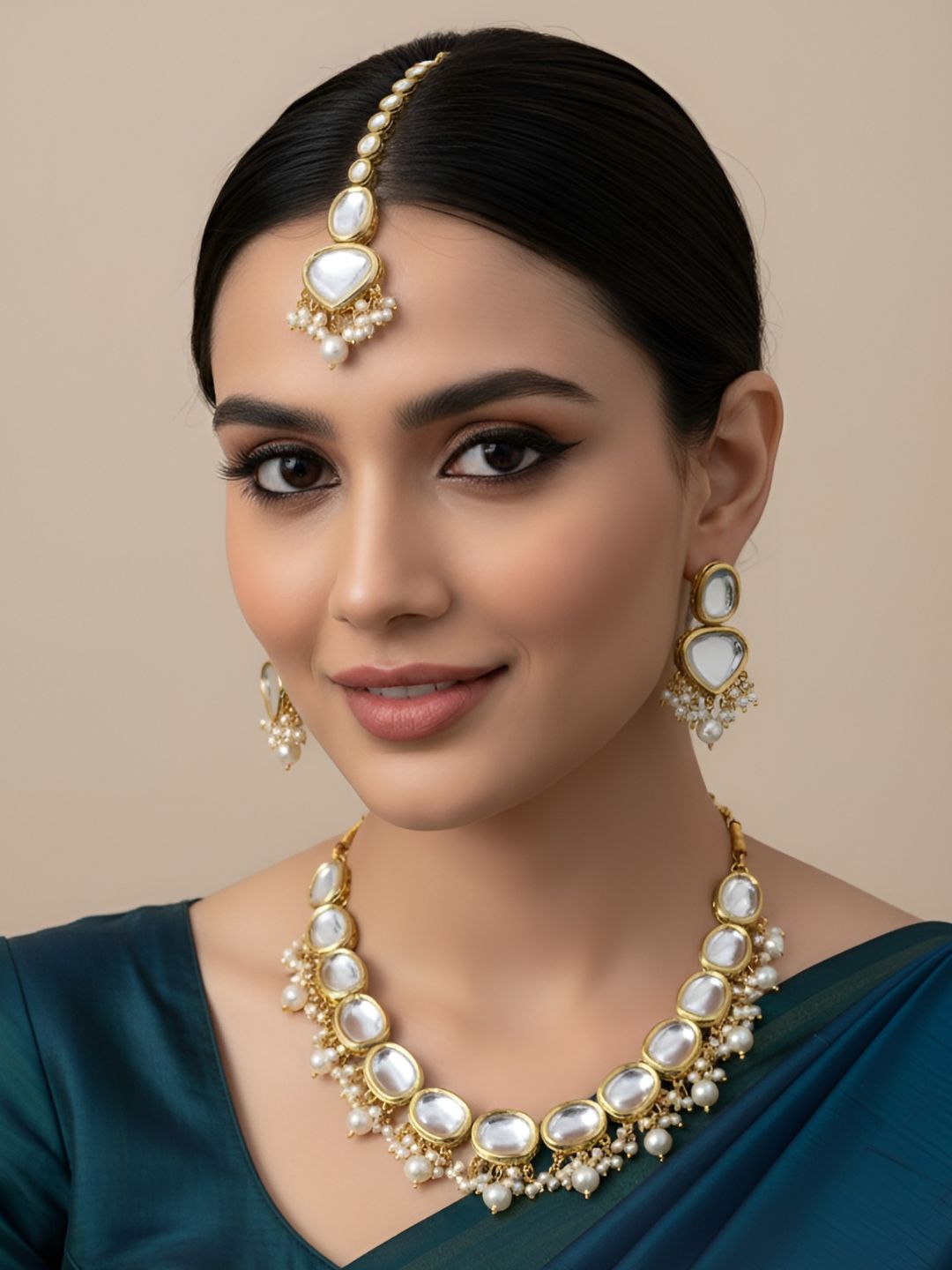 Traditional Kundan And Pearls Necklace Set For Women By Gehna Shop