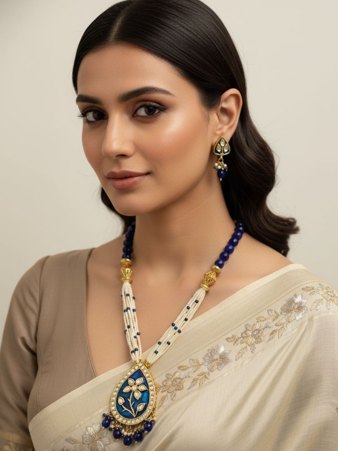 Designer Blue Meenakari Necklace Set For Ladies By Gehna Shop