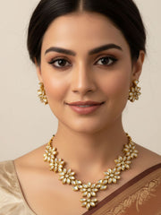 Traditional Gold Plated High Quality Floral Vilandi Kundan Necklace Set By Gehna Shop