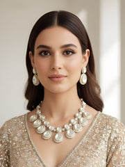 Silver Plated Uncut Kundan Polki Necklace Set For Weddings By Gehna Shop