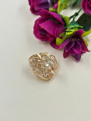 Rose Gold Plated Triangular Shape Kundan Ring For Women - Ehnic Finger Ring