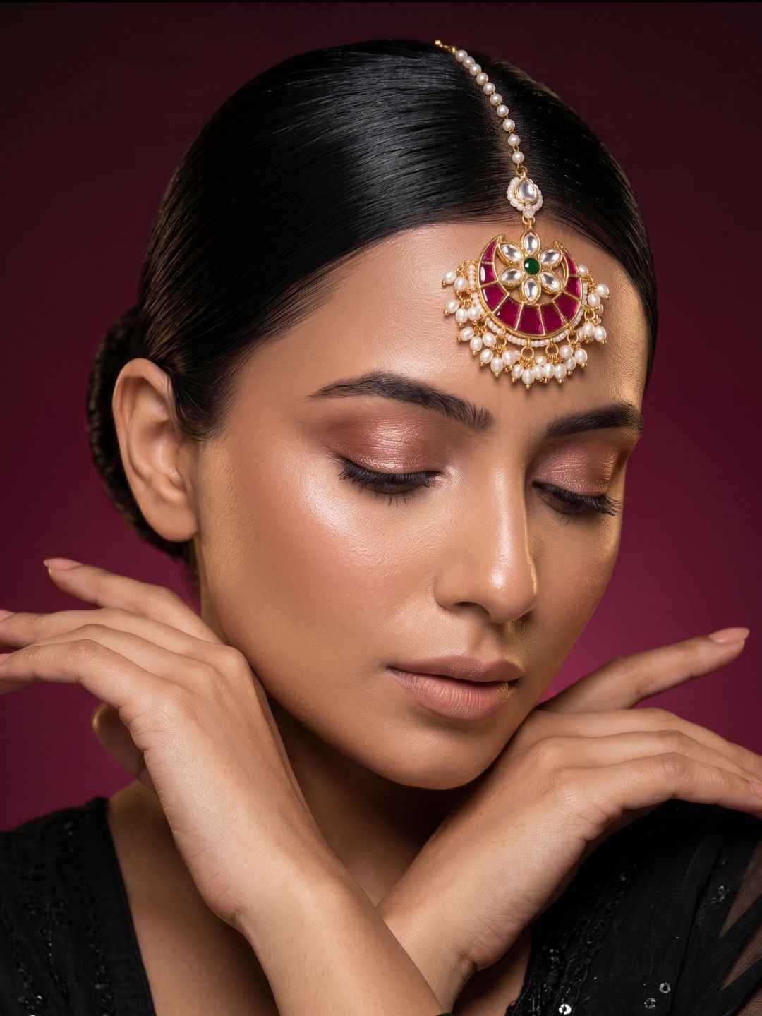 Gold Plated Traditional Jadau Maang Tikka For Women | Wedding And Festive Wear Tikka