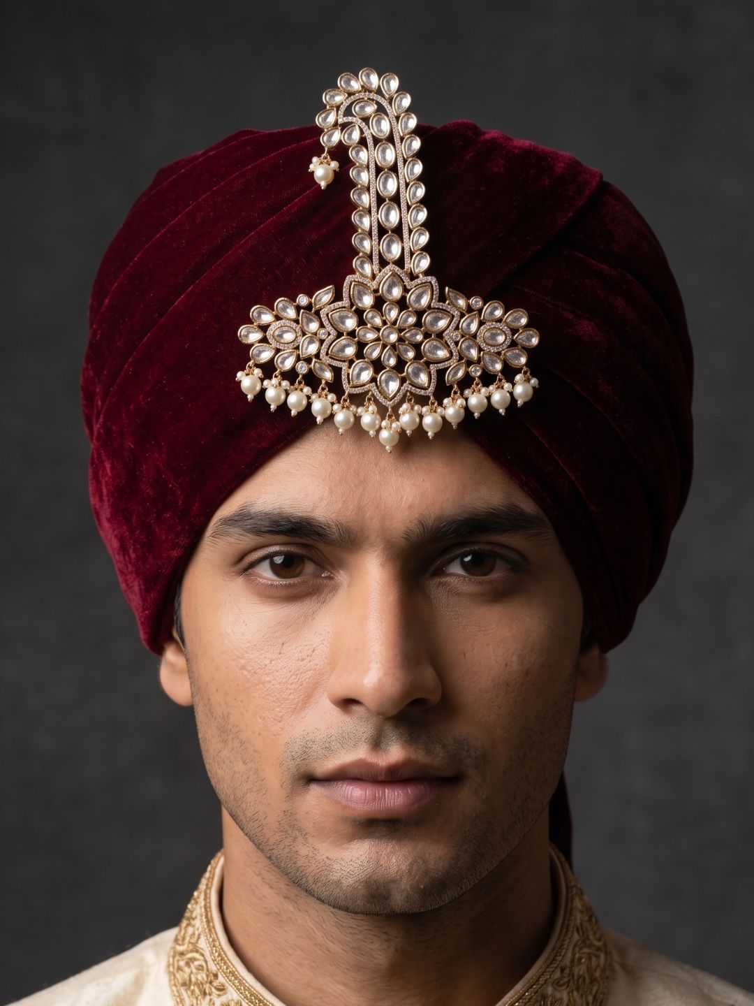 Royal Look Maharaja Polki Kalangi For Grooms | Safa Kalgi For Men | pearls Turban Brooch