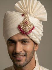 Designer Indian Grooms Safa Kalgi With Meenakari | Turban Red Kalangi For Men