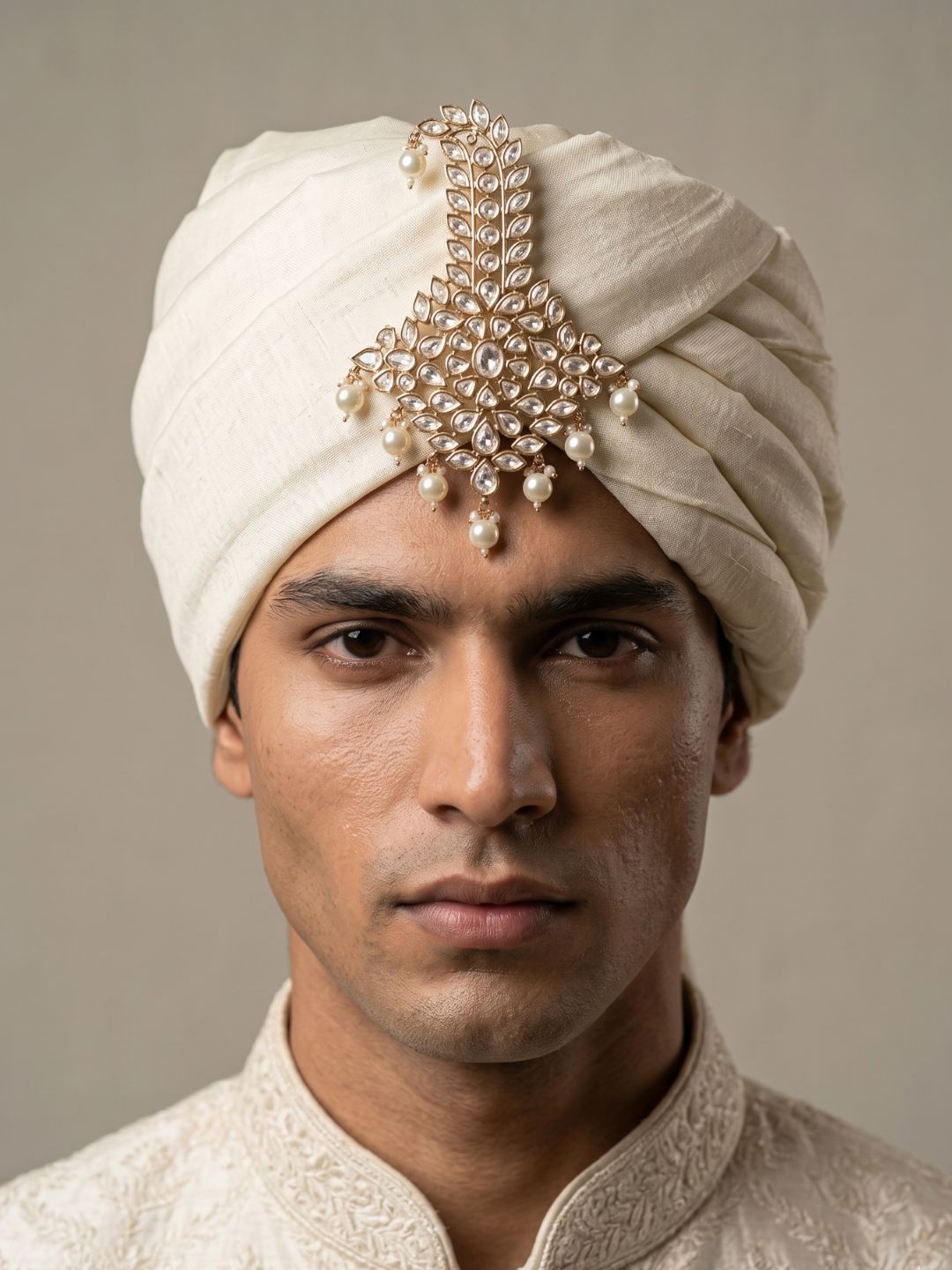 Designer Pearls Kundan Safa Kalgi For Grooms | Kalangi Brooch For Men
