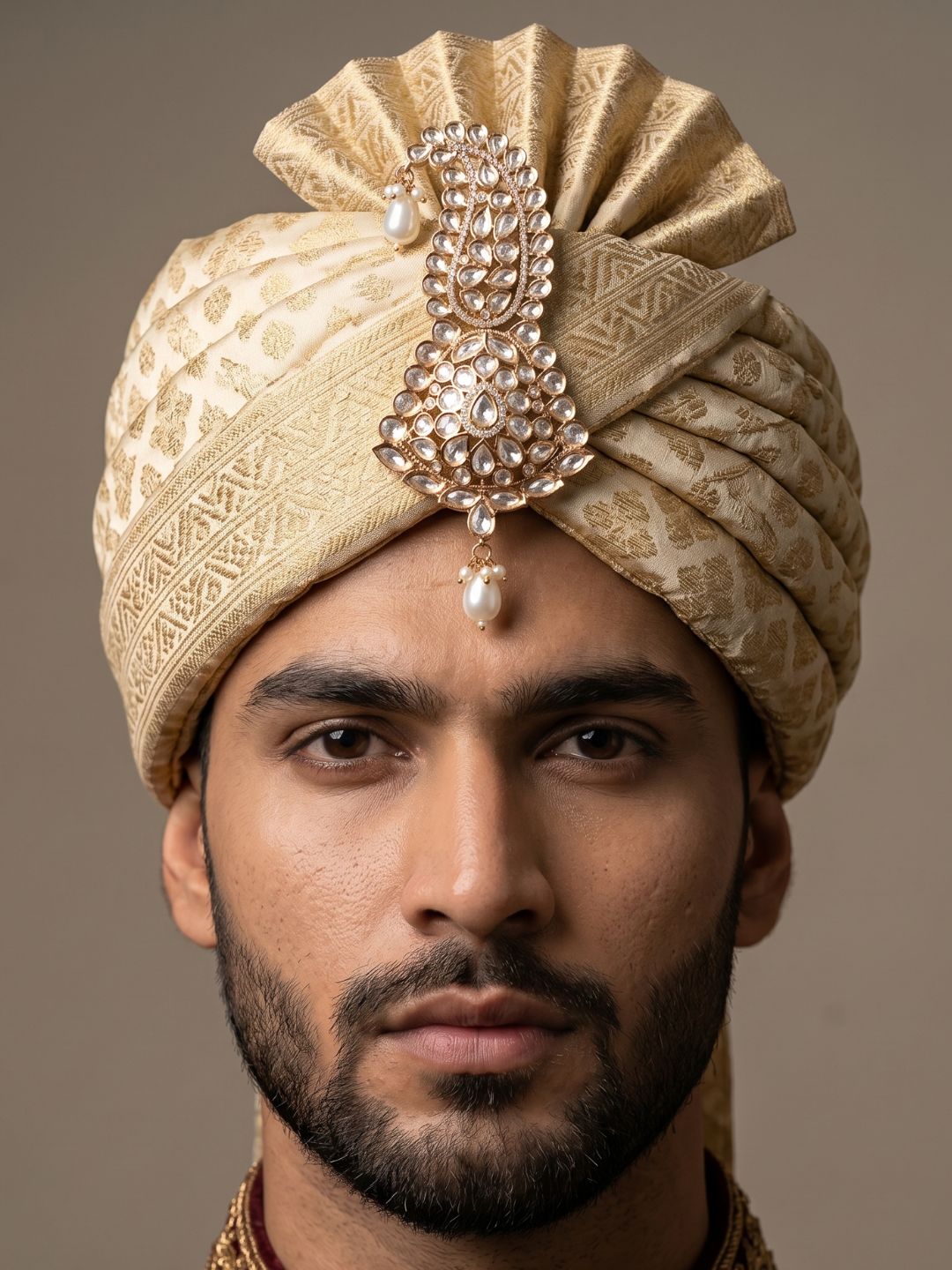 Handcrafted Kundan Polki Kalangi for Groom | Elegant Wedding Safa Ornament