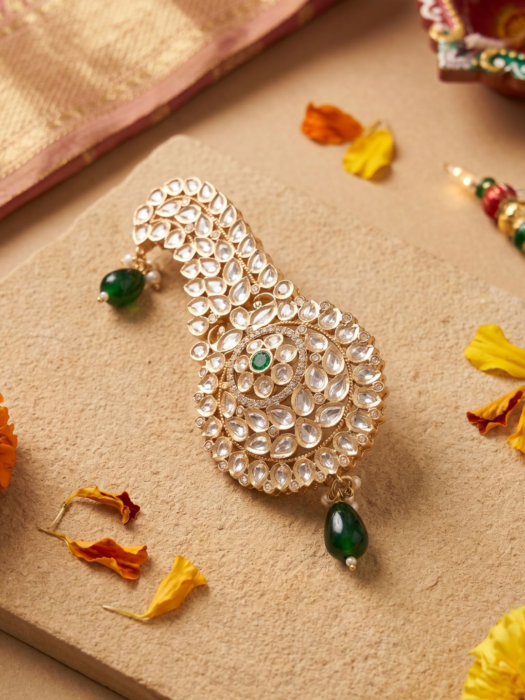 Green Kundan Safa Kalangi 