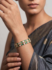 Gold Plated Polki Kundan Gajra Bracelet For Women | Wedding And Festive Wear Indian Bracelet