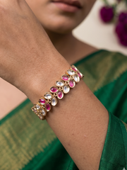 Gold Plated Polki Kundan Gajra Bracelet For Women | Wedding And Festive Wear Indian Bracelet