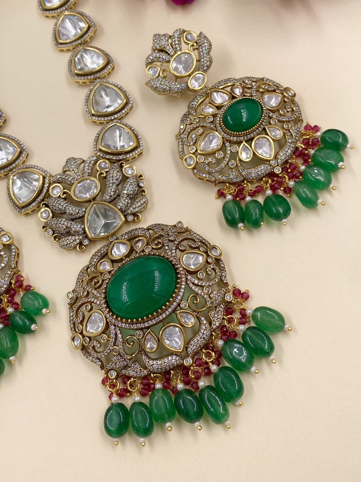 Shanaya Designer Antique Victorian Polki Necklace For Weddings Victorian Necklace Sets