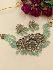 Shivika Antique Victorian Choker With Real Beads By Gehna Shop Victorian Necklace Sets