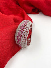 Silver Plated CZ And Ruby Stone Studded Bracelet For Women By Gehna Shop Bracelets