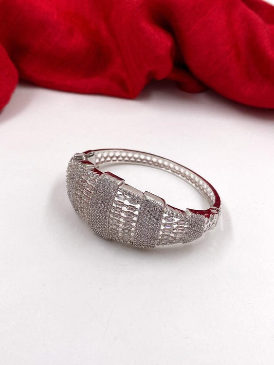 Silver Plated White Rhodium American Diamonds Bracelet For Women By Gehna Shop Bracelets