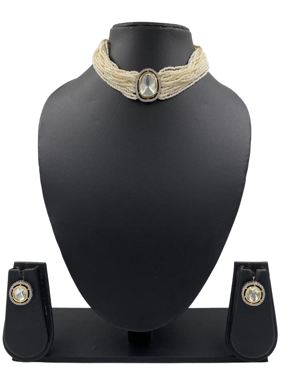 Simple Victorian Polki Kundan Pearls Choker For Girls Victorian Necklace Sets