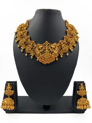 South Indian Antique Gold Plated Goddess Lakshmi Bridal Temple Necklace Set By Gehna Shop Bridal Necklace Sets
