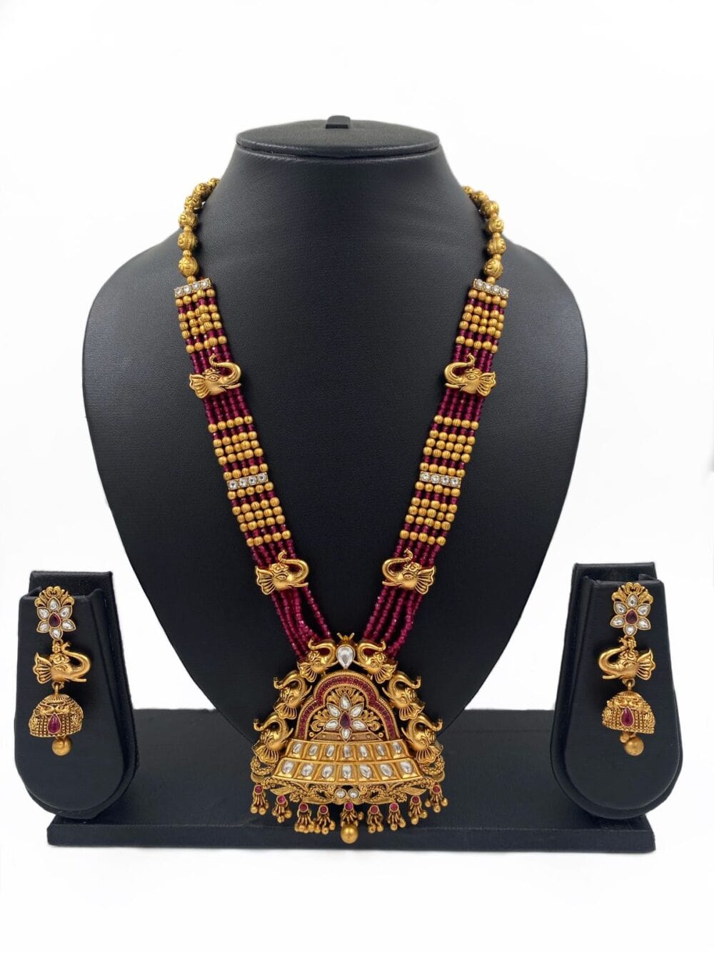 South Indian Antique Long Temple Necklace Set For Ladies By Gehna Shop Temple Necklace Sets