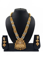 South Indian Antique Long White Temple Necklace Set For Ladies By Gehna Shop Temple Necklace Sets