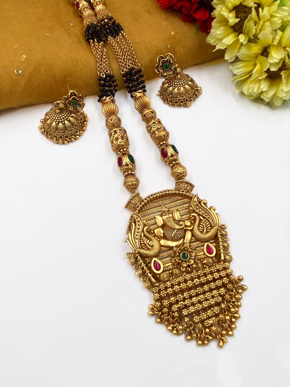 South Indian Lord Ganesha Temple Mangalsutra Necklace Set By Gehna Shop Mangalsutras