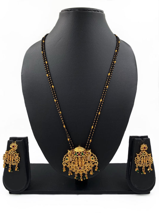 South Indian Temple Design Golden Long Magalsutra Necklace Set By Gehna Shop Mangalsutras